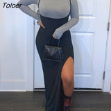 Women Solid High Split Dress Banquet Elegant Spaghetti Belt Sleeveless Dress Sexy Summer Loose Wild Female