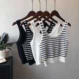 Knitted Crop Camis White Black Summer Casual Women Tank