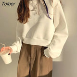 No Hat Hoodies Women Sweet Student Baggy Ulzzang Female Harajuku Streetwear All-match Vintage Elegant Cropped Cozy