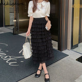 Skirts Womens Korean Fashion Clothing High Waist Slim Fit Sweet Temperament Jupe Korean Long Skirt 2023 Faldas De