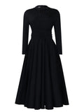 Women's New Fashion High-Neck Elegant Nail Beads Big Swing Dress Waist African