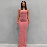 Backless Slim Sexy Slip Maxi Dress 2022 Spring Women Party Y2K Concise Bodycon Dress Summer Elegant Clothing