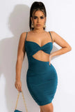 Sexy Straps Cut Out Backless Ruffles Bodycon