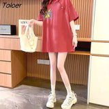 Sense T-shirt Women Niche Polo Collar Short-sleeved T Shirt 2022 Summer Korean Fashion Loose Mid-length Large Size