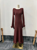 New Women's Pure-Colored Round-Neck Long Sleeves To The Wooden Ear