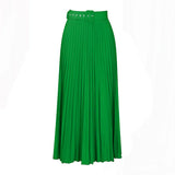 With Belt Women's New High-Waisted Skirt Swing Medium Long Folded Temperament Half-Body