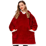 Hoodie Women Hooded Blanket Pocket Fleece Plush Hoodie Sweatshirt Warm Winter Clothing Fleece TV Blanket with