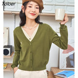 Women Fake Two Piece Knit Cardigan 2022 Winter Long Sleeves V Neck Slim Fit Sweaters Navy Blue Warm Casual Chic