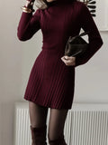 Half-Necked Dress Knitted Dress Spring 2025 Temperament Tweed A-Word