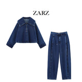 Homemade New Women's Zipper Denim Jacket Jacket High-Rise Jeans