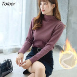Turtleneck Slim Soft Thicken Knitted Pullovers Woman 2022 New Winter Plus Velvet Sweater Casual Lined Warm Knitwear