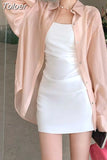 Shirt Women Chic Vintage Sunproof Back Button Korean Fashion Blouse Chiffon Elegant Lady Women's Spring Blouses New