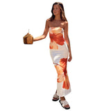 Toloer Women's Summer New Print Sexy Wipe Bosom Collect Money Pack Hip Dress Children Fashion Advanced Sense-Outfit