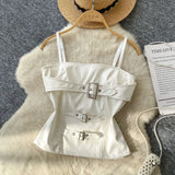 Sexy Hottie Metal Buckle Sling Sling Small Vest Woman Autumn Bun