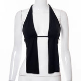 Puss Sexy Chic Cyber Y2K Summer Tank Tops Backless Trend Solid Bandage Camisole Party Sleeveless Streetwear Vest