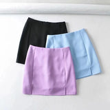 Women Mini Bodycon purple Skirt Summer Women Fashion Mini Skirt With Front