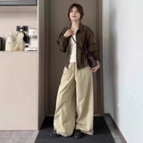 Languid Wind Kaqi High-Waisted Loose-Legged Slack Pants Women's New Design Sense Of Drag Floor Long