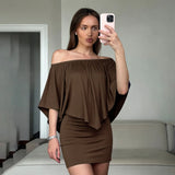 Sexy Lace Splicing Chest-Shaped Folding Sling Dress With Hottie Open Fork Mesh