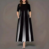 New Summer Loose Casual Print Collar Plus-Size Dress Women's