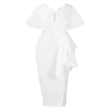 Summer Sexy V-Necked Lotus Leaf Side Open Nail Bead Party Dress Famous Temperament Banquet