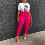 2025 New Elegant OL Professional Trousers Thin Small Foot Pants African High-Waisted Casual