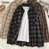 Loose Plaid Shirts Women 2023 Autumn Single Breasted Long Sleeve Shirt Woman Turn Down Collar Outwear Femme
