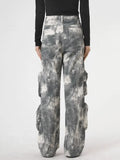 Fashion Women's Camouflage Jeans High Waist Multi Pocket Loose Spice Girl Street Denim Cargo Pants Spring 2023 New