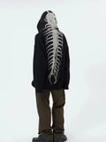 punk hoodie with skull jacquard