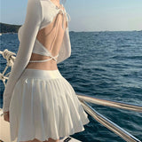 Preppy Mini Pleated Skirt Women White Korean Fashion Sexy Casual High Waist A-line Tennis Skirt for Girls Summer