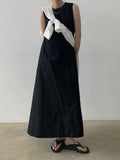 Plain Dress For Women O Neck Sleeveless Minimalist Casual Loose Maxi Dresses Female 2023 Summer Fashion Korean