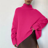 Women's Turtleneck Knitted Sweater Oversized Korean Ins Style Ladies Casual Loose Solid Base Sweater All-match Pullover