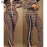 Women Sets Autumn Long Sleeve Plaid Print Zipper Top Slim Plare Pants Casual 2 Piece Set 2022 Fashion Sports Lady