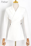 Fashion Women's Suit Jackets New Solid Color Long Sleeve Loose Hollow Out Backless Button Blazers Female Summer 2023