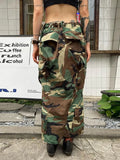 Fashion Women's Denim Skirt Elastic Waist Split Burr Camouflage Pocket Button Long Skirts Female Spring 2023 New