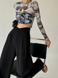 Winter Korea Women Suit Long Trousers High Waist Elegant Wide Leg Pant Female Y2k Solid Casual Designer Clothing 2021