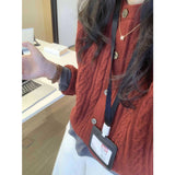 Temperament Red Mahjong Short Knitted Cardigan Women's Autumn And Winter New Niche Design High-End Sweater
