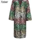 Women's Coat Sequin Gradient Glitter Y2k Outerwear New Jacket Long Sleeve Outerwear Clothes Cardigan Women