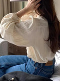 Retro Collar Lace White Shirt Women's Spring And Autumn Shirt High-End Chic Temperament Long-Sleeved