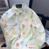 Sunscreen Shirt for Women Colorful Letter Printing Streetwear Thin Blouse Loose Long Sleeve Summer Lazy Style
