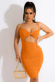 Sexy Straps Cut Out Backless Ruffles Bodycon