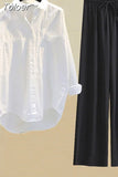 New Elegant Women's Pants Suit Sunscreen Chiffon Shirt Vest Black Trousers Triangle Fashionable Casual