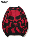 Autumn winter skulls oversized sweater punk hip hop young pull homme Women pullover warm knitted sweaters korean