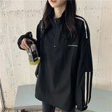 Toloer Web Celebrity Zipper Hoodie Female Spring And Autumn Thin Model 2024 New Korean Version Stripe College Wind Student Jacket