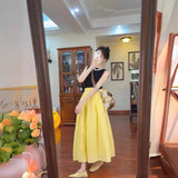 High-Waisted Half-Dress Woman's Summer Thin A-Dress Loose Waist-Hanging Long Umbrella