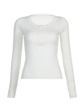 Solid Breasted Ribbed Long Sleeve Knit-Outfit