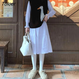 Vest Women Sleeveless Sweet Kawaii Loose Warm Students Outwear Sweaters Fashionable Chic Leisure Preppy Style