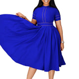 African Large-Size Women's 2025 Summer New Elegant Dress A-Sleeved