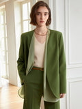 Fashion Women's Blazer Loose Collarless full sleeve Contrast mesh No buckle green Suit Jackets Summer 2023 New tide