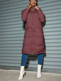 2024 Winter Women's Long Cotton Clothes Women's Fashion Zipper Solid Color Cotton-Padded Clothes Warm Coat-Outfit