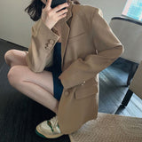 Toloer Suit Jacket Female Medium Long Style 2024 Spring Autumn New Korean Version Of Leisure Loose Slim Temperament Net Red Suit-Outfit
